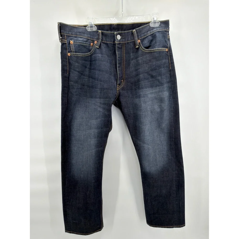 Levi's 513 Slim Straight Jeans Mens 36x30 Dark Wash Blue Denim 085130582 Stretch
